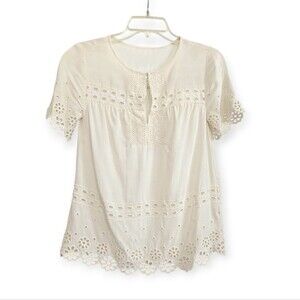 100% Silk J Crew Embroidered Lace blouse